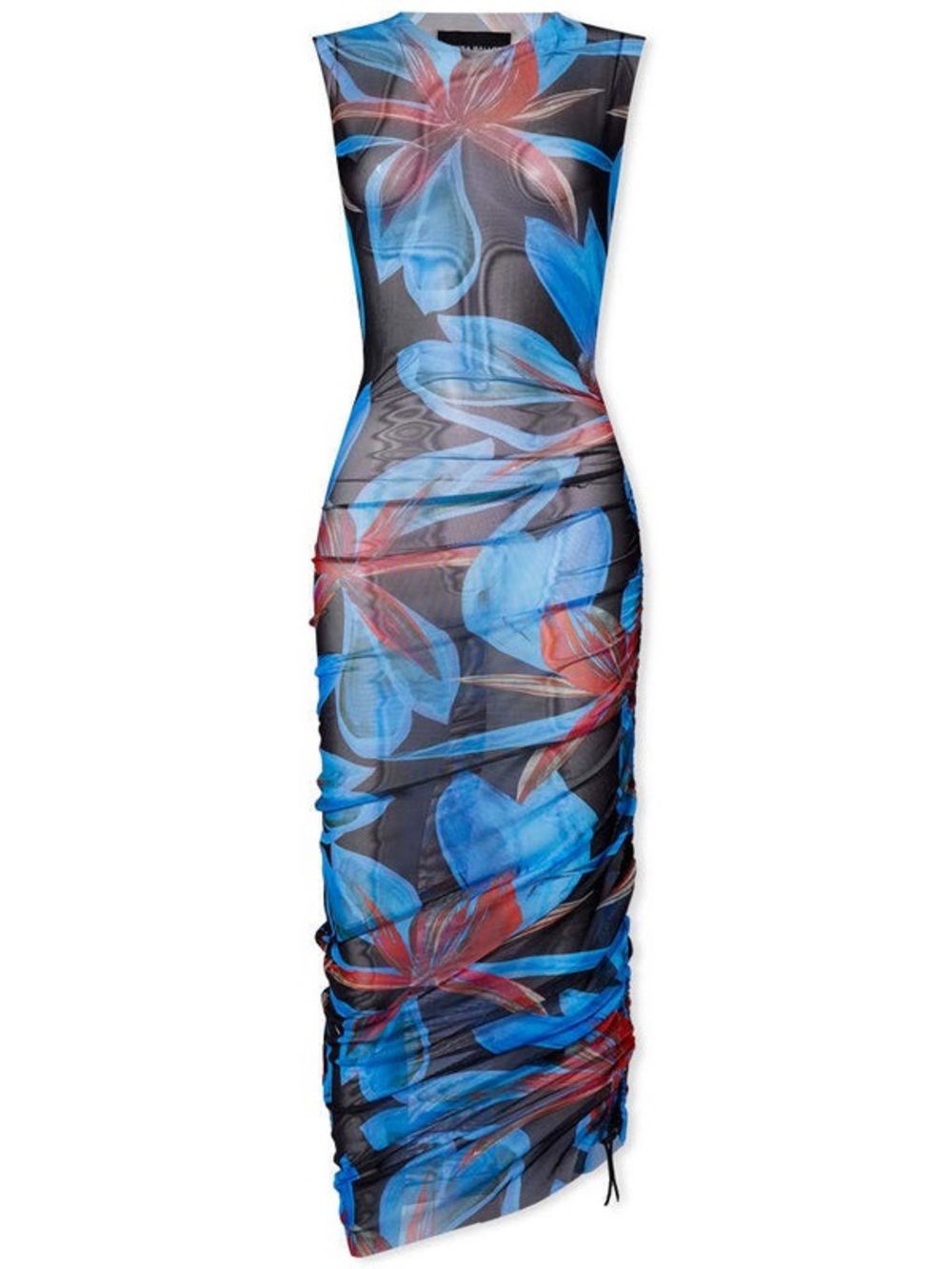 LOUISA BALLOU Night Blooming Orchid Blue Sleevless Mesh Dress Size Small NWT